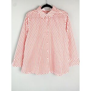 Foxcroft Womens Orange Print Button Up Shirt 18 Shaped Wrinkle Free Fruit Print